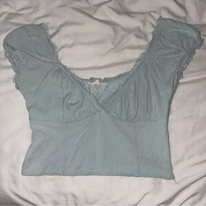 pacsun light blue cropped blouse